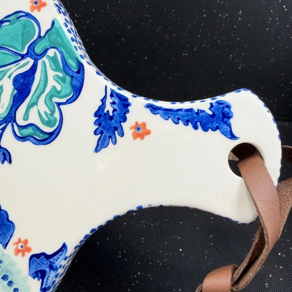 Anthropologie Jardin Fleuri Stoneware Cheese Board Floral Paisley ServingPlatter